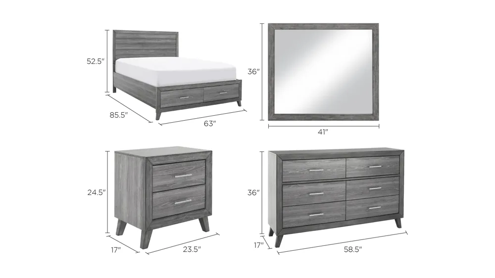 Tobyn 4-pc. Platform Bedroom Set w/ Storage Bed Dimensions