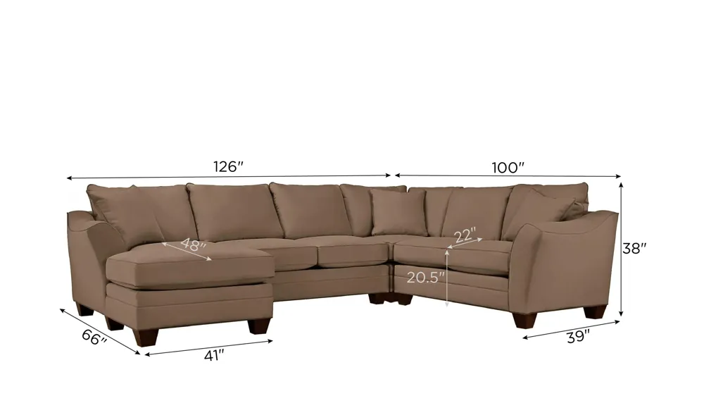 Foresthill 4-pc. Left Hand Chaise Sectional Sofa Dimensions