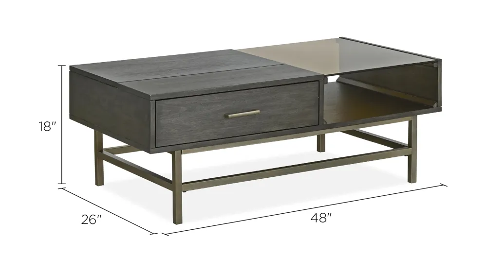 Tyrus Rectangular Lift Top Cocktail Table Dimensions