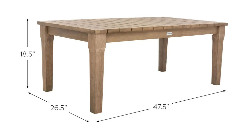Levana Outdoor Wood Patio Coffee Table Dimensions
