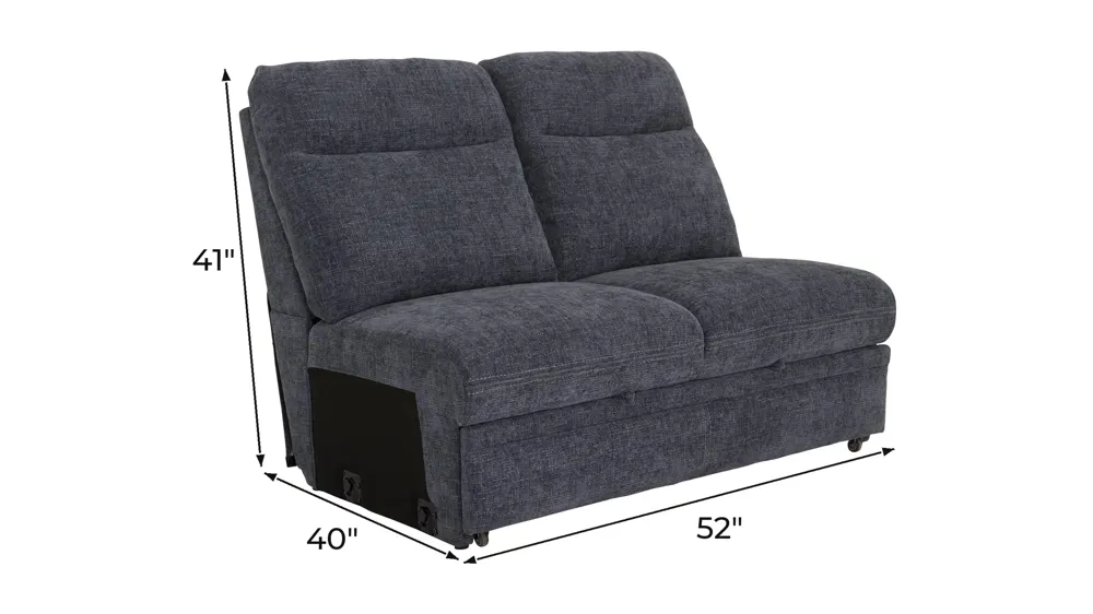 Enbridge Armless Loveseat w/Pop Up Sleeper Dimensions