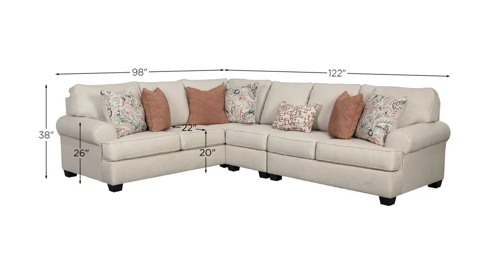 Amici 3-Piece Sectional Dimensions