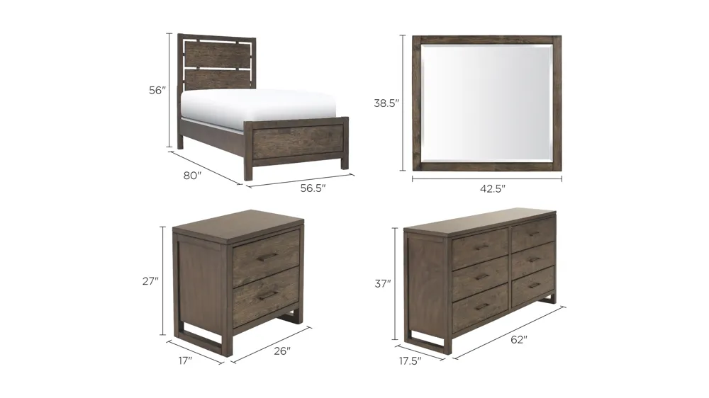 Larkspur 4-pc. Bedroom Set Dimensions