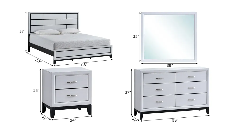 Glasgow 4-pc. Bedroom Set Dimensions