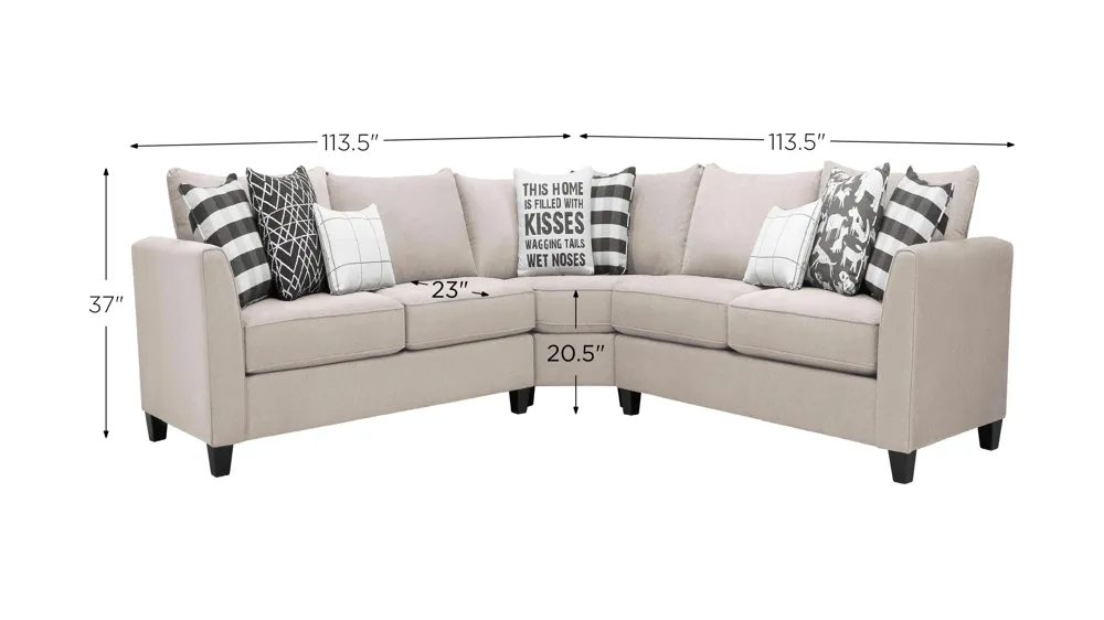Daine 3-pc. Sectional Sofa Dimensions