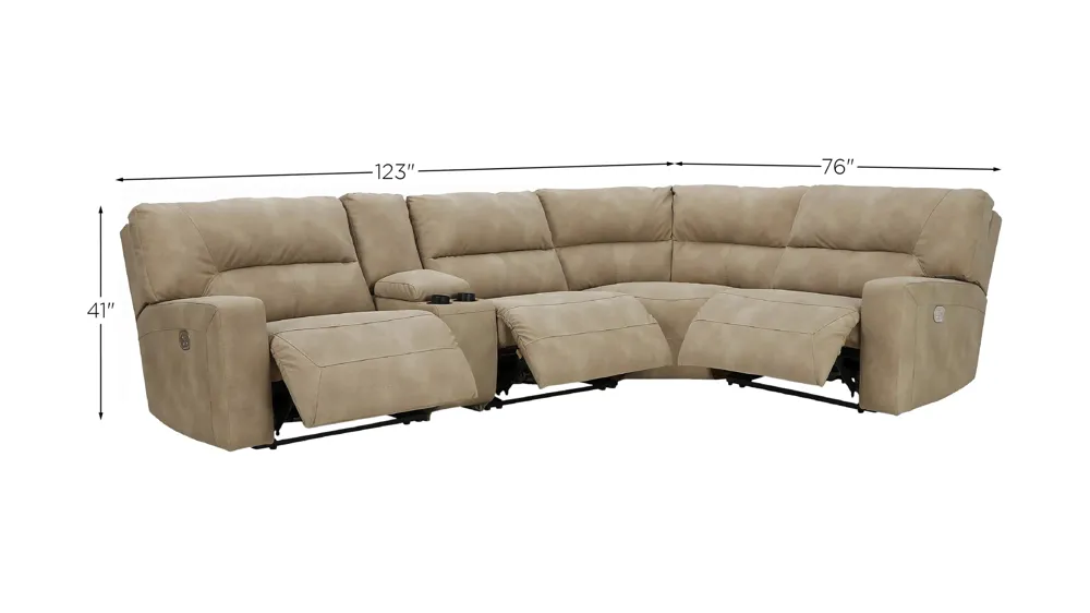 Next-Gen DuraPella 5-Piece Power Reclining Sectional Dimensions