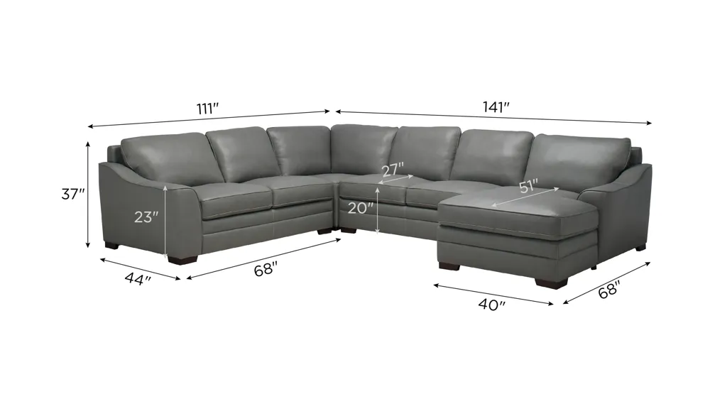Dorian 4-pc. Sectional Dimensions