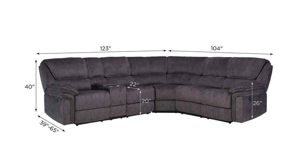 Portman 3-pc. Reclining Sectional Dimensions