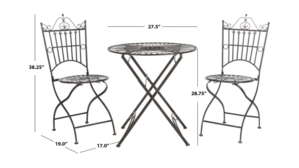 Ryder 3-pc. Outdoor Dining Set Dimensions