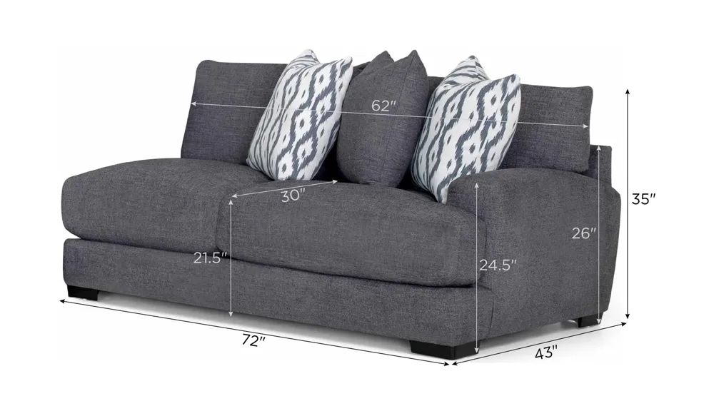 Carter Right-Arm-Facing Loveseat Dimensions