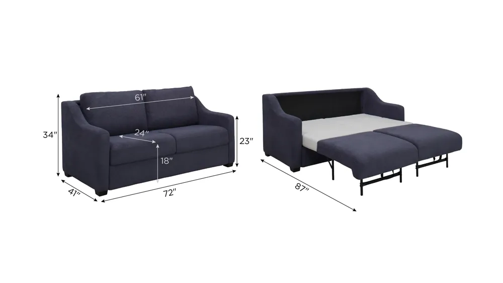 Alora Queen Sleeper w/ Foam Mattress Dimensions