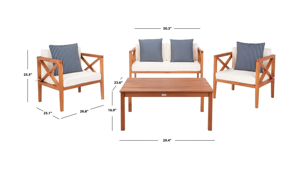 Johannes 4-pc. Patio Set Dimensions
