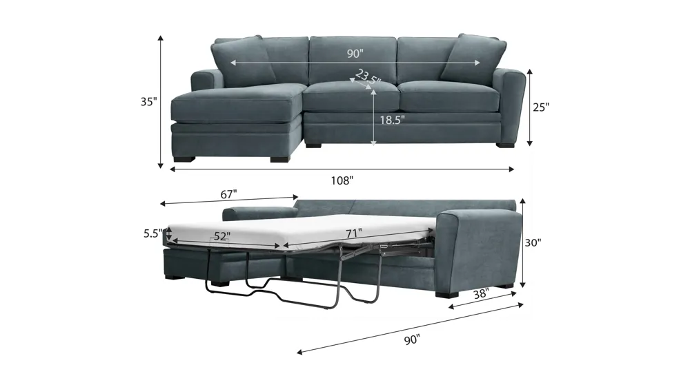 Artemis II 2-pc. Sectional w/ Full Sleeper Dimensions