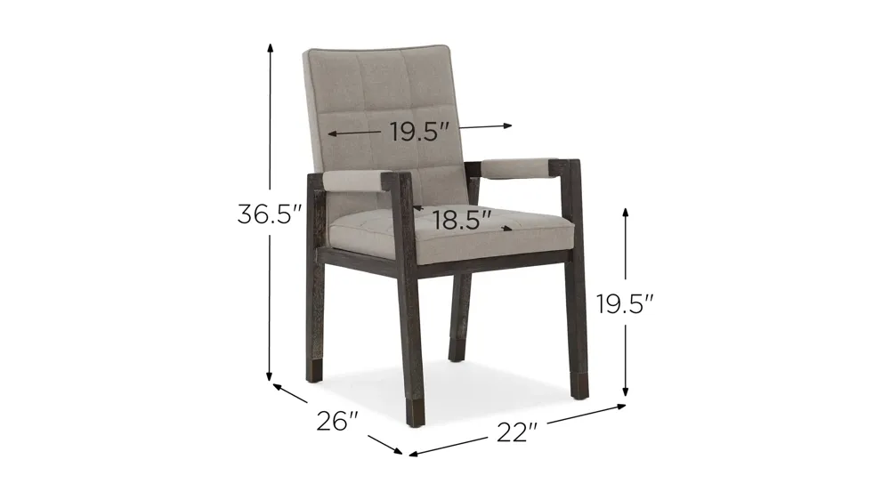 Miramar Aventura Cupertino Upholstered Arm Chair - Set of 2 Dimensions
