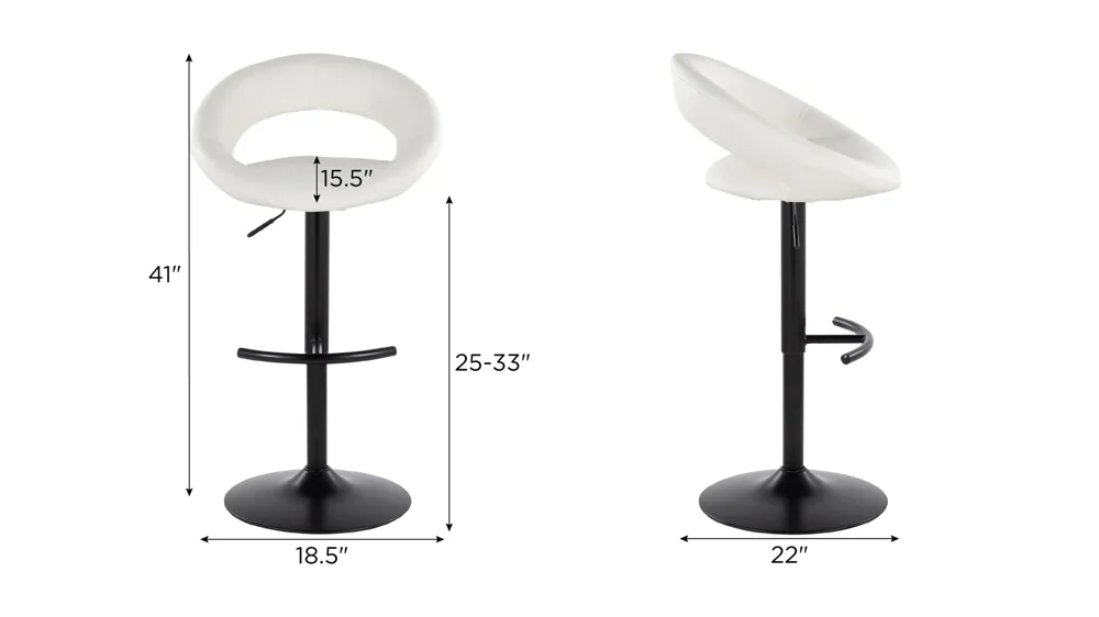 Posh Adjustable Barstool - Set of 2 Dimensions