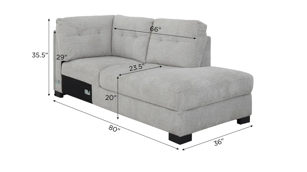 Pierce Right Arm Facing Corner Bumper Chaise Dimensions