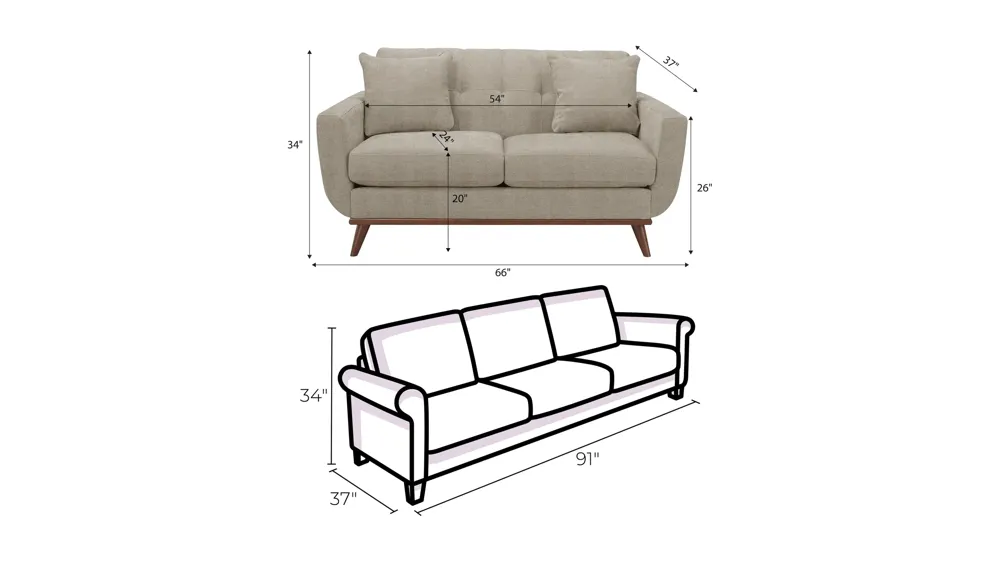 Milo Living Room Set Dimensions