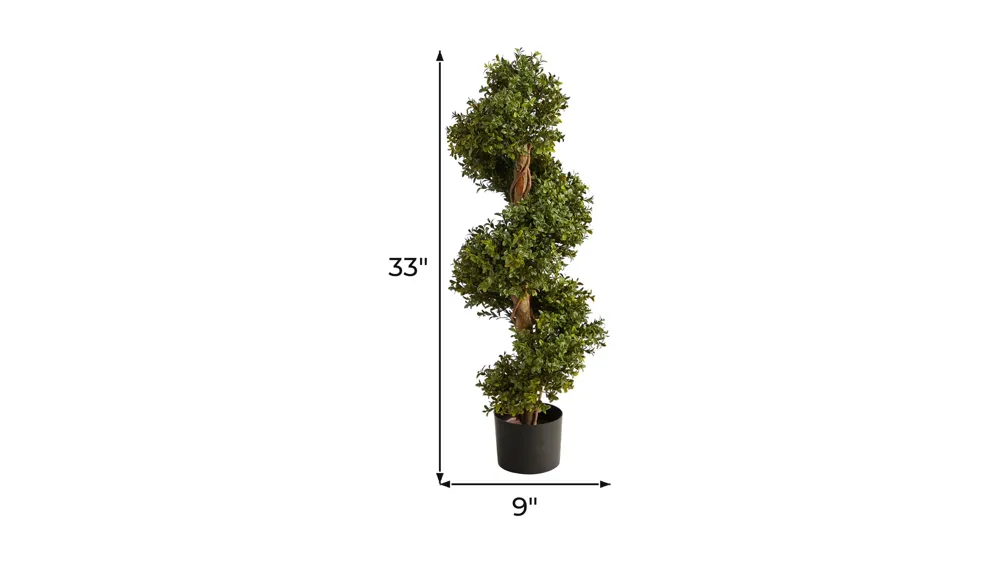 33in. Boxwood Topiary Spiral Artificial Tree (Indoor/Outdoor) Dimensions