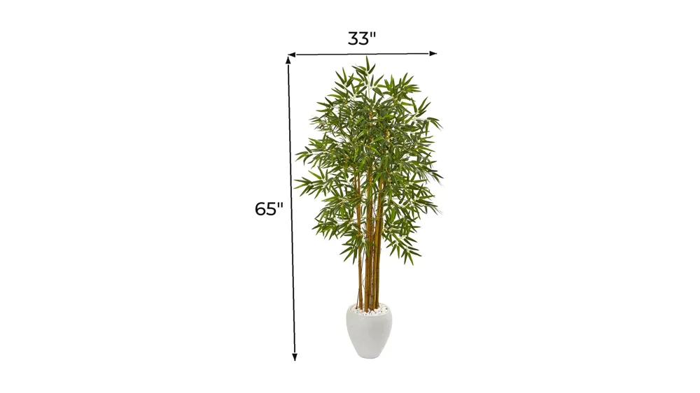 65in. Multi Bambusa Bamboo Artificial Tree in White Planter Dimensions