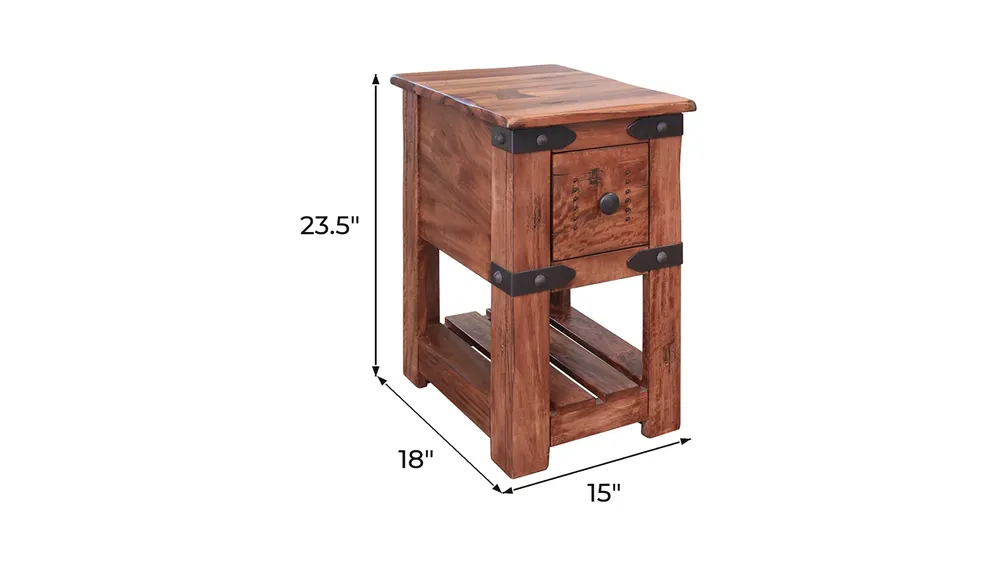 Parota II Rectangular Chairside Table Dimensions