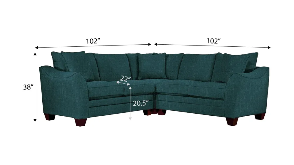 Foresthill 3-pc. Symmetrical Loveseat Sectional Sofa Dimensions