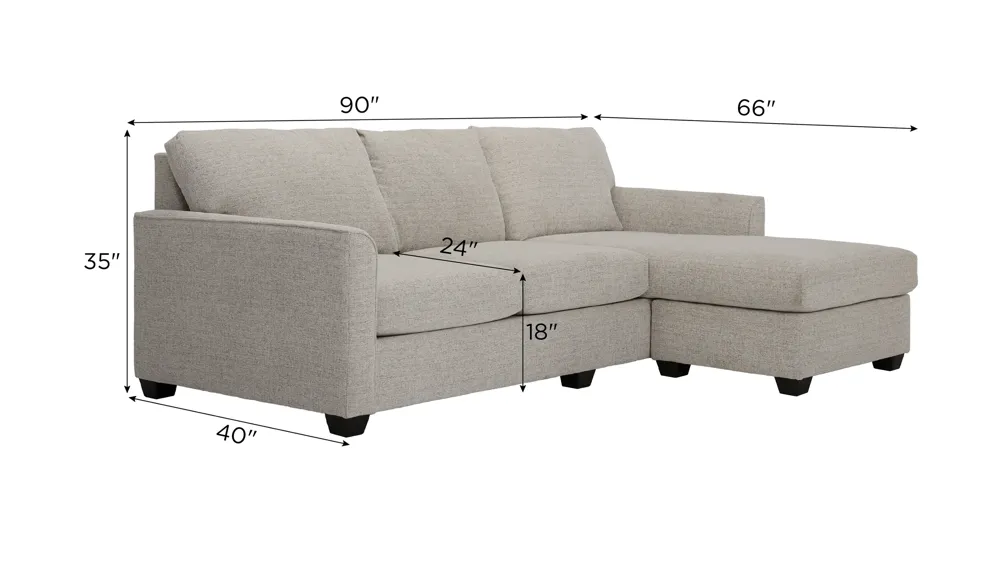 Kendall Reversible Sofa Chaise w/ Drop Down Table Dimensions
