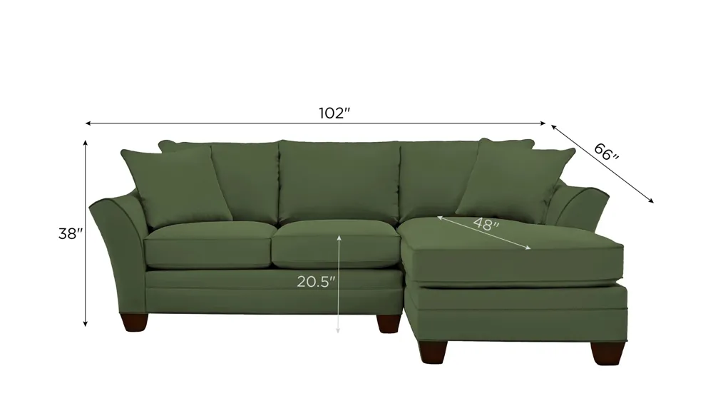 Foresthill 2-pc. Right Hand Chaise Sectional Sofa Dimensions
