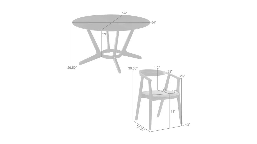 Santana 5-pc. Dining Set Dimensions