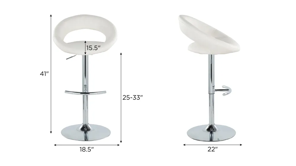 Posh Adjustable Barstool - Set of 2 Dimensions