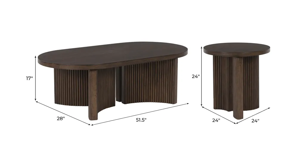 Korestone 3-pc. Occasional Tables Set Dimensions