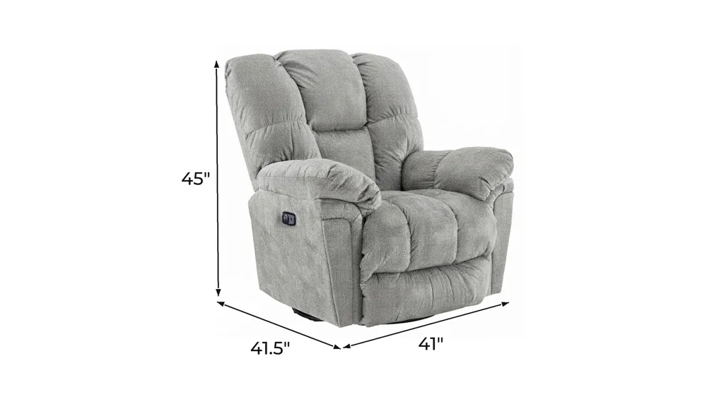 Leroy Swivel Glider Recliner w/ Power Headrest Dimensions