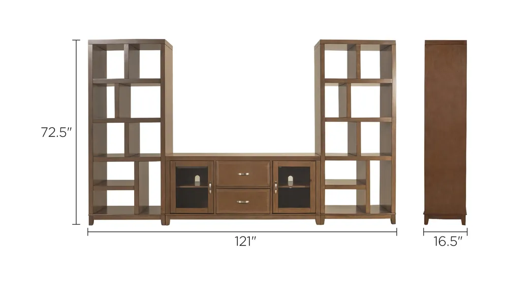 Granthom 3-pc. Wall Unit w/ 60" TV Console Dimensions