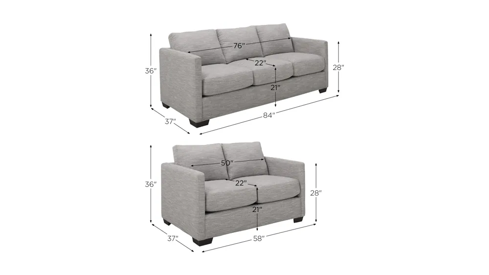 Spedaro 2-pc. Sofa and Loveseat Set Dimensions