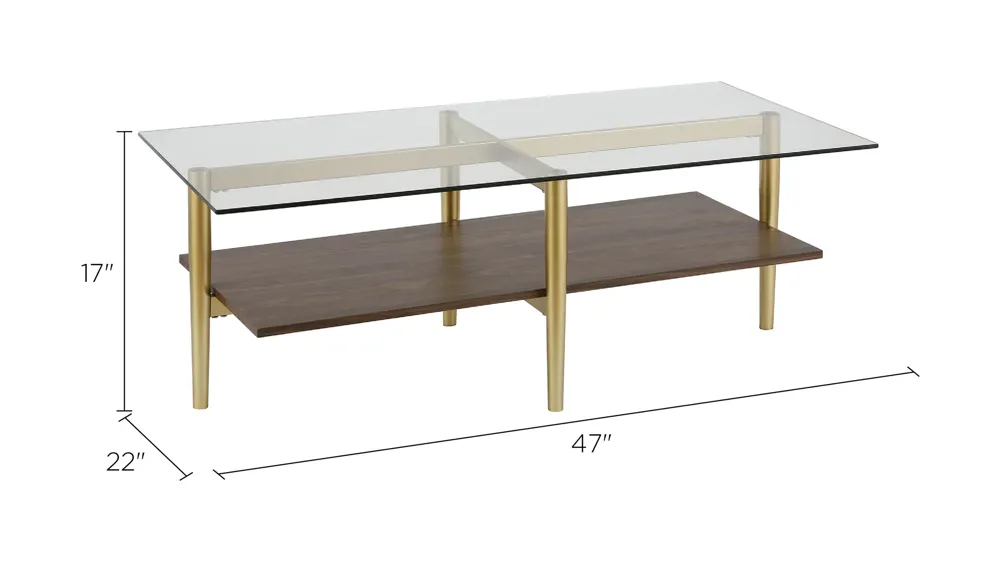 Otto Rectangular Coffee Table with Walnut Shelf Dimensions