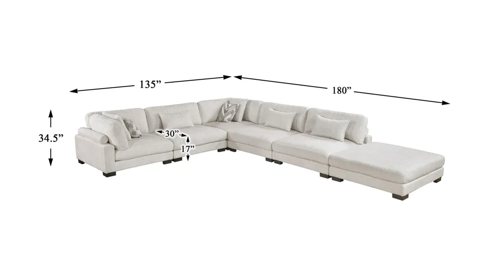 Howerton 6-pc. Modular Sectional with Ottoman Dimensions