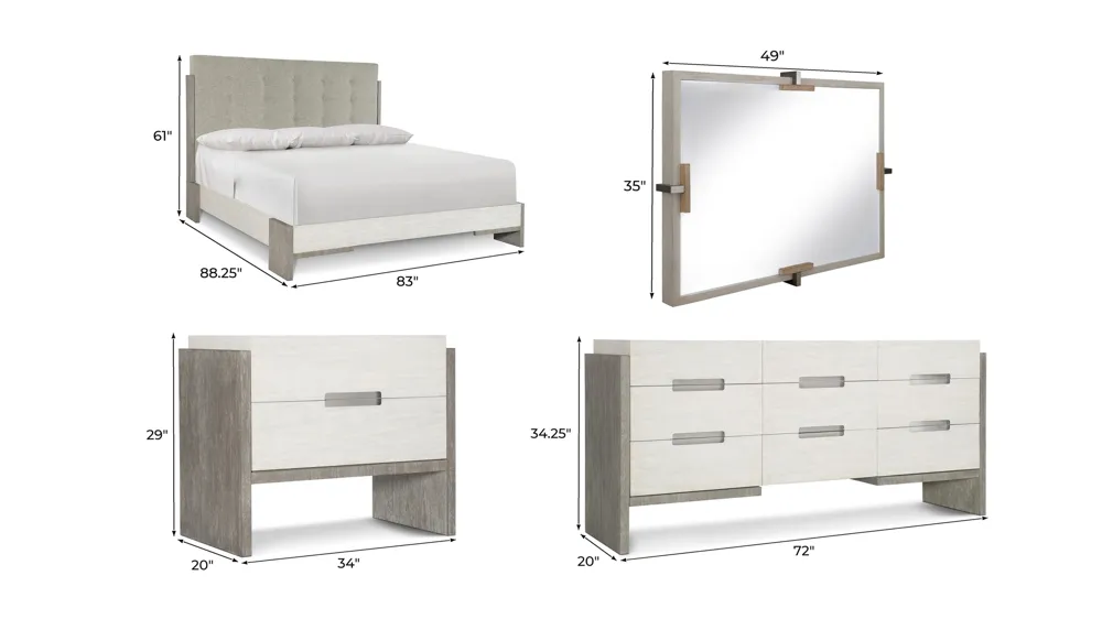 Sterling 4-pc. Bedroom Set Dimensions