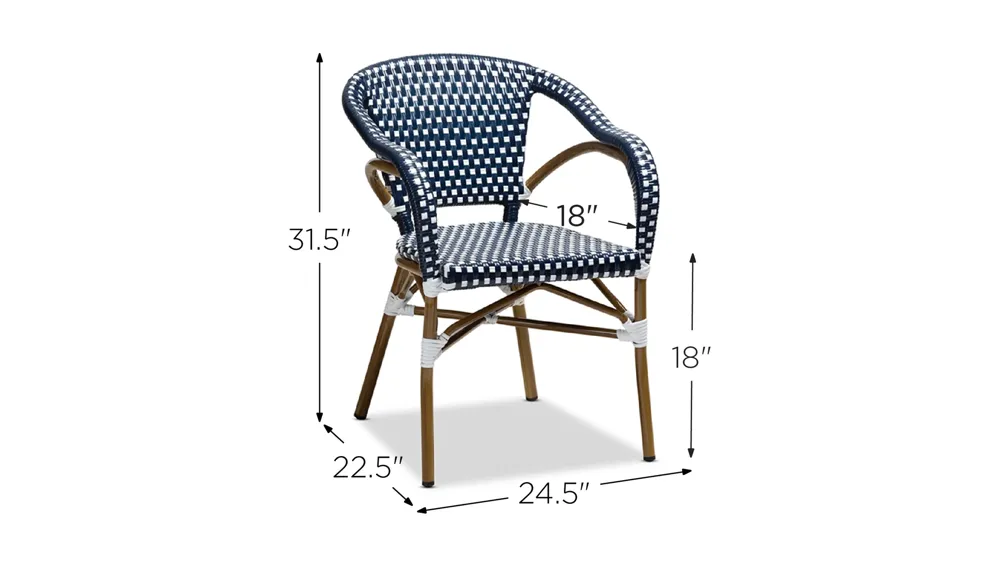 Eliane Outdoor Bistro Dining Chair Dimensions