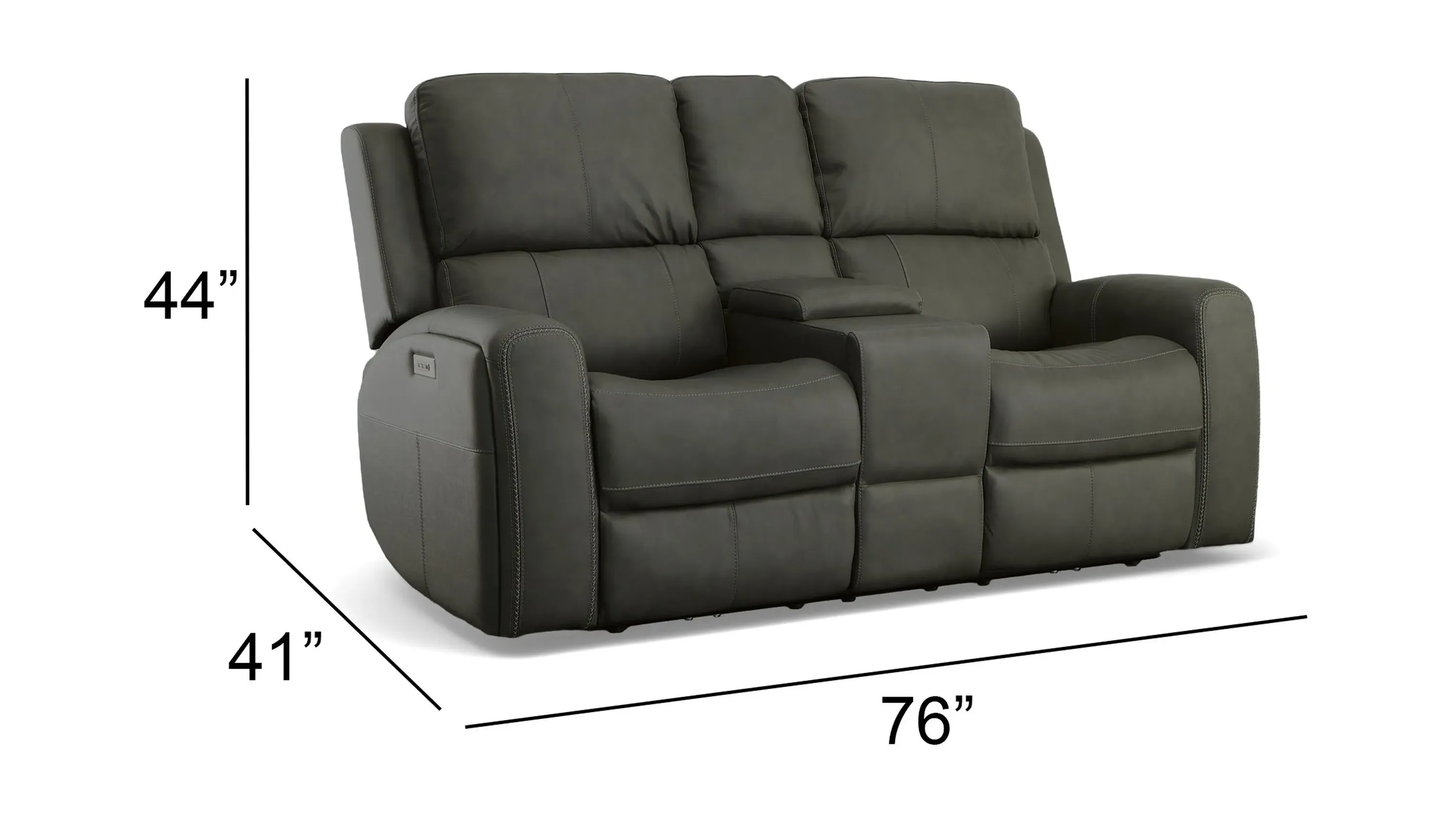 Linden Leather Power Reclining Loveseat with Console with Power
