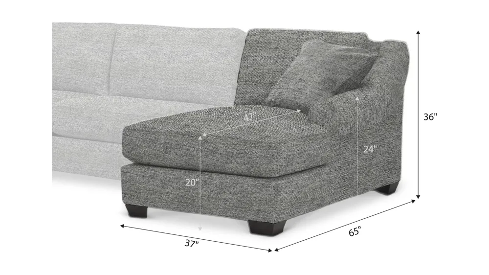 Thatcher Right Arm Facing Chaise Dimensions