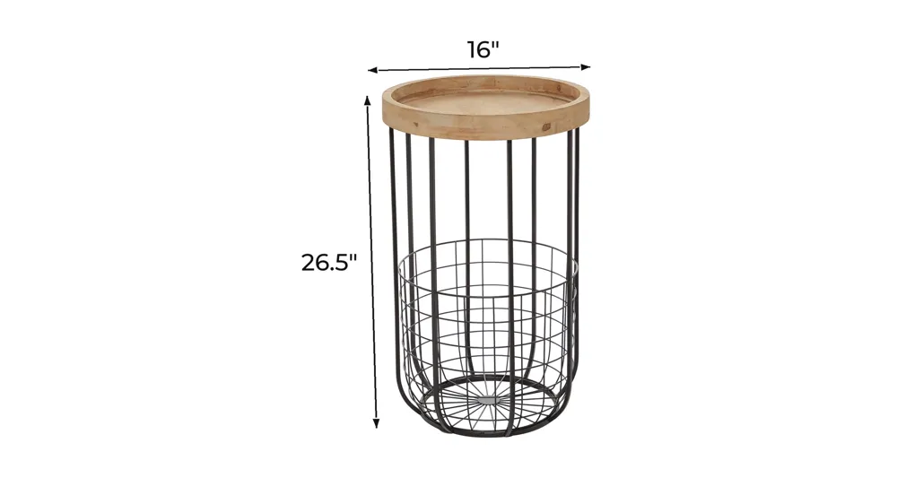 Ivy Collection Basket Accent Table Dimensions