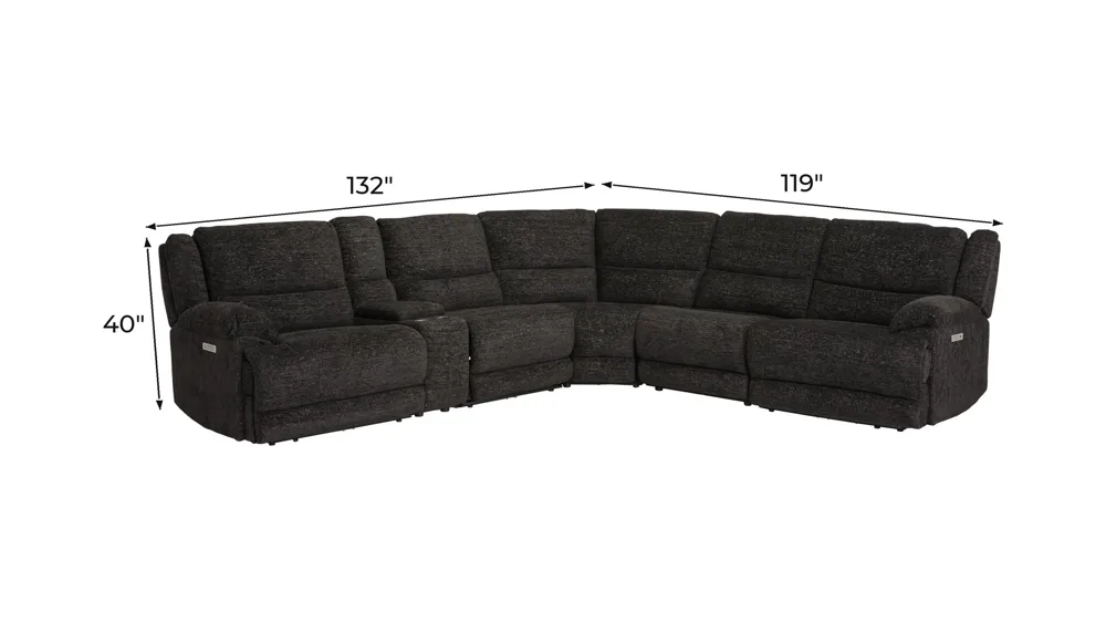 Filmore 6-pc. Dual Power Sectional Dimensions