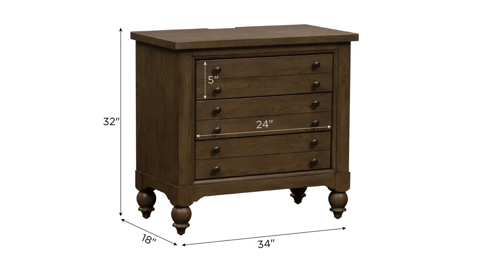 Coventry Bedside Chest w/ Charging Station Dimensions
