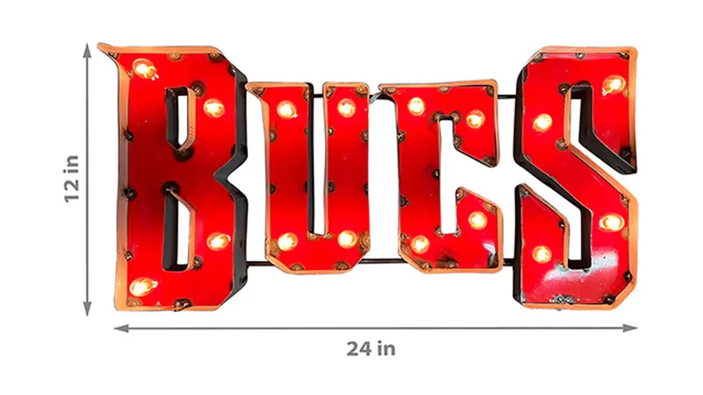 NFL Lighted Recycled Metal Sign Dimensions