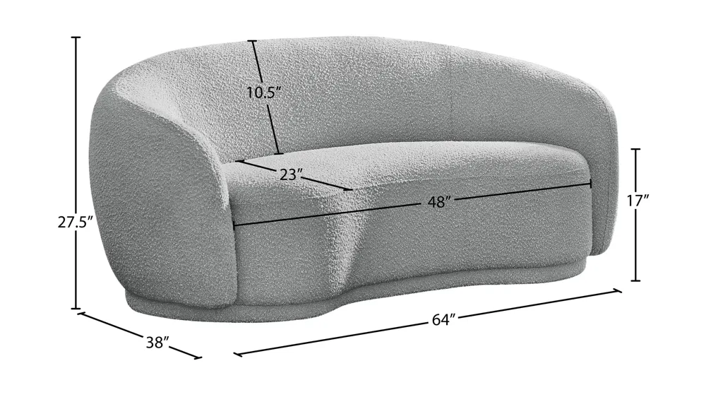 Hyde Boucle Fabric Loveseat Dimensions