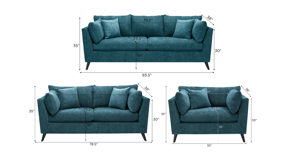 Caruso Living Room Set Dimensions
