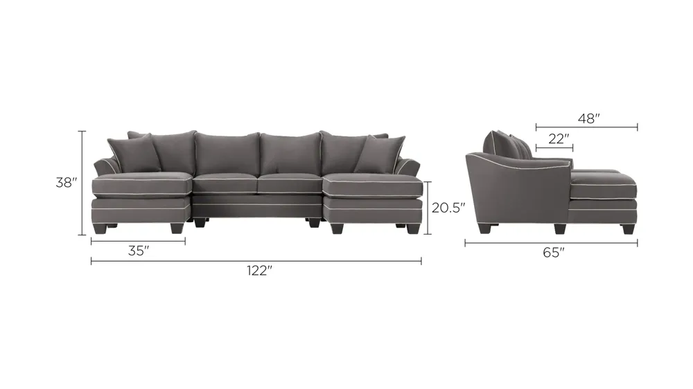 Foresthill 3-pc. Symmetrical Chaise Sectional Sofa Dimensions