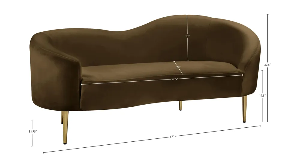 Ritz Velvet Loveseat Dimensions