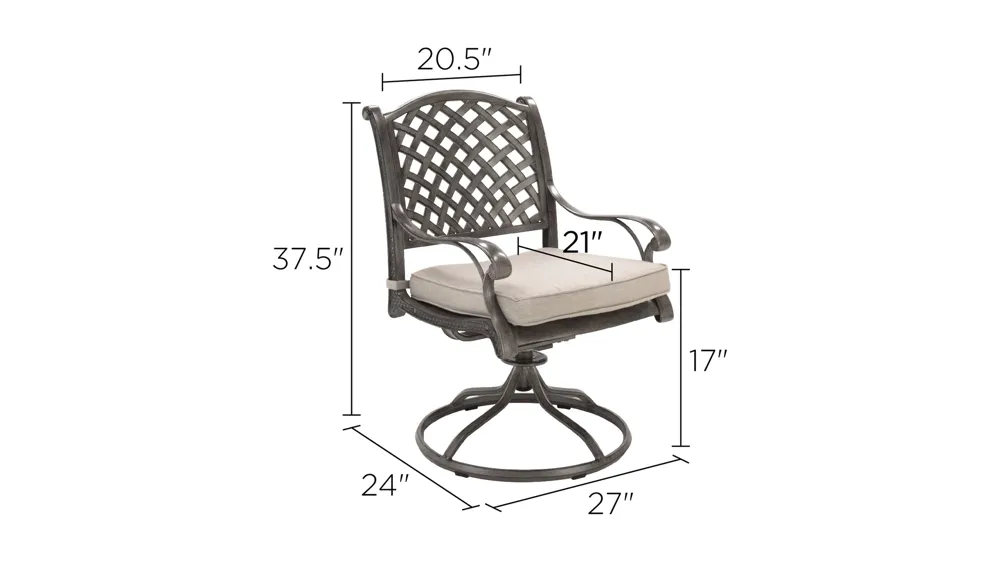 Indigo Bay Outdoor Swivel Dining Chair Dimensions