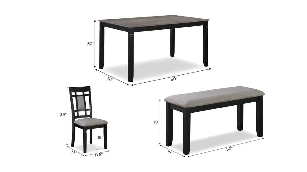 Paige 6-pc. Dining Set Dimensions