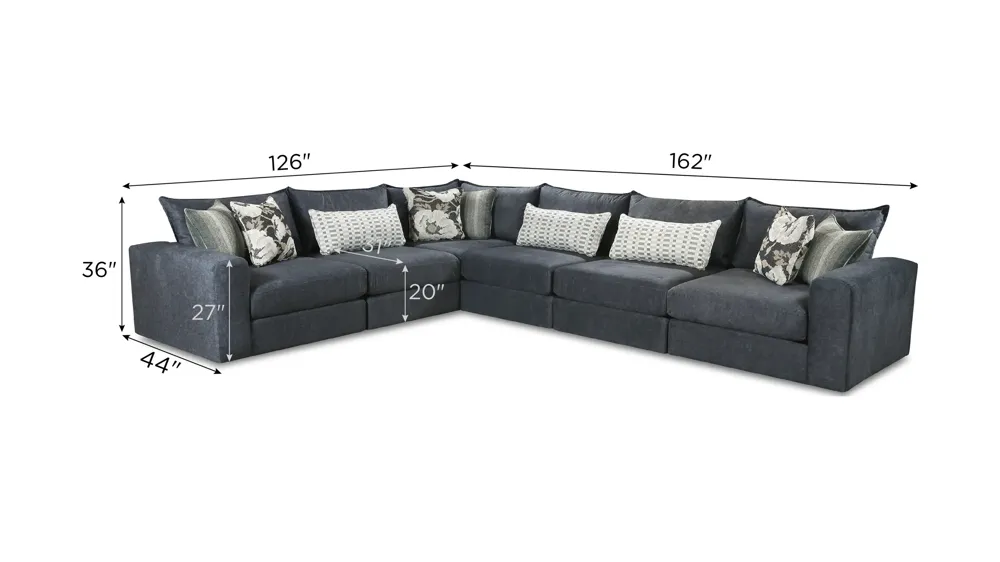 Durango 6-pc. Sectional Dimensions